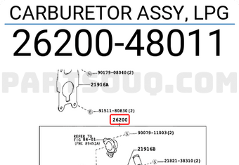 Toyota 2620048011 CARBURETOR ASSY, LPG