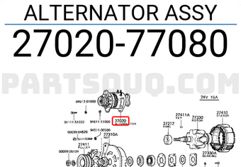 Toyota 2702077080 ALTERNATOR ASSY