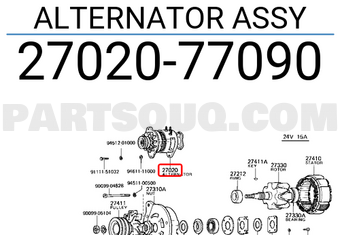 Toyota 2702077090 ALTERNATOR ASSY
