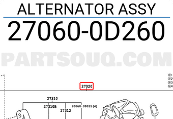 Toyota 270600D260 ALTERNATOR ASSY