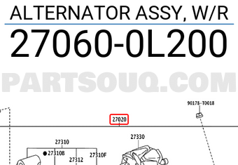 Toyota 270600L200 ALTERNATOR ASSY, W/R