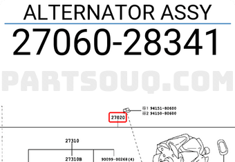 Toyota 2706028341 ALTERNATOR ASSY