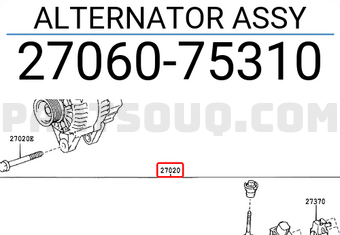 Toyota 2706075310 ALTERNATOR ASSY