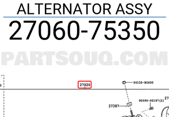 Toyota 2706075350 ALTERNATOR ASSY