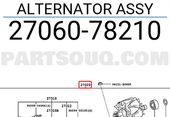 Toyota 2706078210 ALTERNATOR ASSY