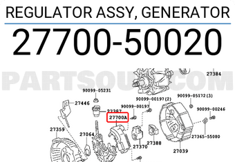 Toyota 2770050020 REGULATOR ASSY, GENERATOR