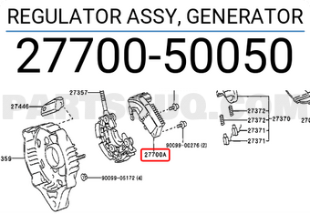 Toyota 2770050050 REGULATOR ASSY, GENERATOR