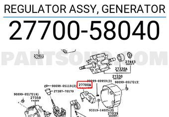 Toyota 2770058040 REGULATOR ASSY, GENERATOR