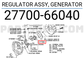 Toyota 2770066040 REGULATOR ASSY, GENERATOR