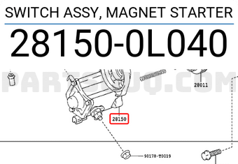 Toyota 281500L040 SWITCH ASSY, MAGNET STARTER