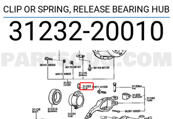 Toyota 3123220010 CLIP OR SPRING, RELEASE BEARING HUB