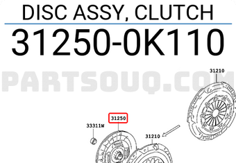 Toyota 312500K110 DISC ASSY, CLUTCH