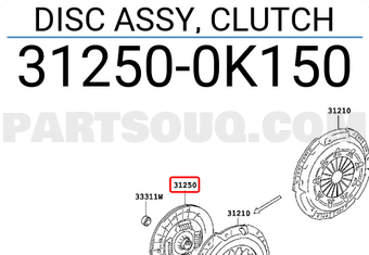 Toyota 312500K150 DISC ASSY, CLUTCH
