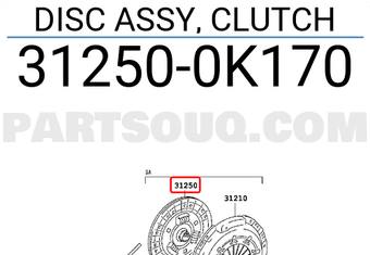 Toyota 312500K170 DISC ASSY, CLUTCH