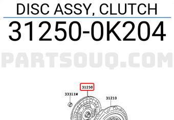 Toyota 312500K204 DISC ASSY, CLUTCH