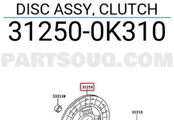 Toyota 312500K310 DISC ASSY, CLUTCH
