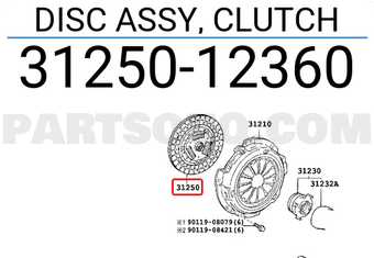 Toyota 3125012360 DISC ASSY, CLUTCH