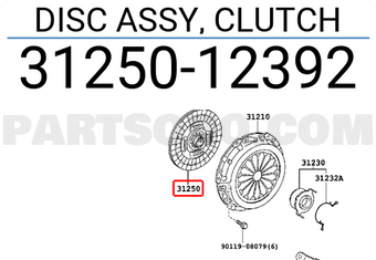 Toyota 3125012392 DISC ASSY, CLUTCH