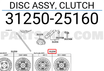 Toyota 3125025160 DISC ASSY, CLUTCH