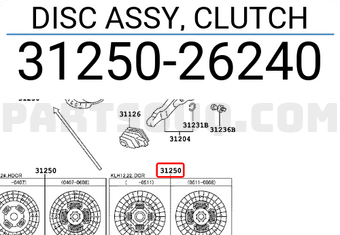 Toyota 3125026240 DISC ASSY, CLUTCH