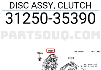 Toyota 3125035390 DISC ASSY, CLUTCH