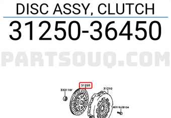 Toyota 3125036450 DISC ASSY, CLUTCH