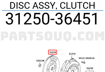 Toyota 3125036451 DISC ASSY, CLUTCH