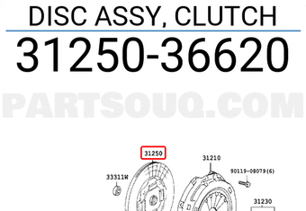 Toyota 3125036620 DISC ASSY, CLUTCH