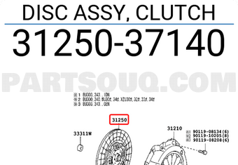 Toyota 3125037140 DISC ASSY, CLUTCH