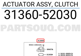 Toyota 3136052030 ACTUATOR ASSY, CLUTCH