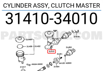 Toyota 3141034010 CYLINDER ASSY, CLUTCH MASTER
