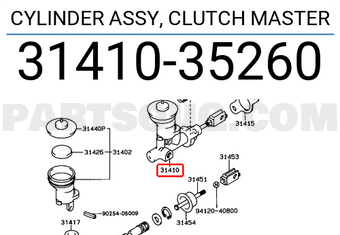 Toyota 3141035260 CYLINDER ASSY, CLUTCH MASTER
