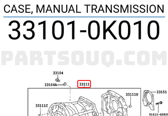 Toyota 331010K010 CASE, MANUAL TRANSMISSION