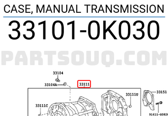 Toyota 331010K030 CASE, MANUAL TRANSMISSION