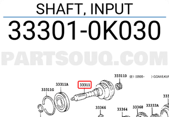 Toyota 333010K030 SHAFT, INPUT