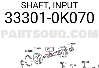 Toyota 333010K070 SHAFT, INPUT
