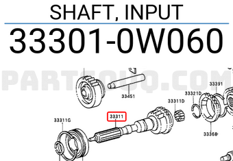 Toyota 333010W060 SHAFT, INPUT