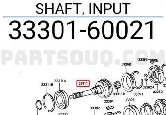Toyota 3330160021 SHAFT, INPUT