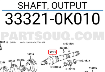 Toyota 333210K010 SHAFT, OUTPUT