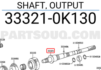 Toyota 333210K130 SHAFT, OUTPUT