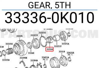 Toyota 333360K010 GEAR, 5TH
