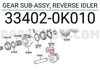 Toyota 334020K010 GEAR SUB-ASSY, REVERSE IDLER