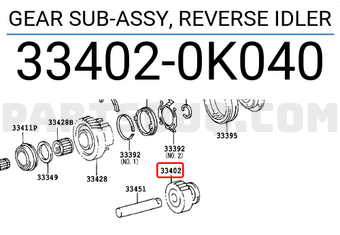 Toyota 334020K040 GEAR SUB-ASSY, REVERSE IDLER