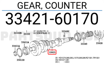 Toyota 3342160170 GEAR, COUNTER