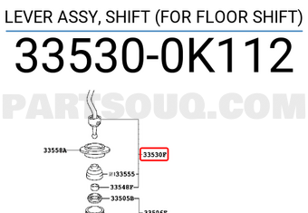 Toyota 335300K112 LEVER ASSY, SHIFT (FOR FLOOR SHIFT)