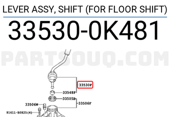 Toyota 335300K481 LEVER ASSY, SHIFT (FOR FLOOR SHIFT)