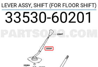 Toyota 3353060201 LEVER ASSY, SHIFT (FOR FLOOR SHIFT)