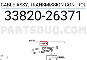Toyota 3382026371 CABLE ASSY, TRANSMISSION CONTROL