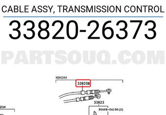 Toyota 3382026373 CABLE ASSY, TRANSMISSION CONTROL