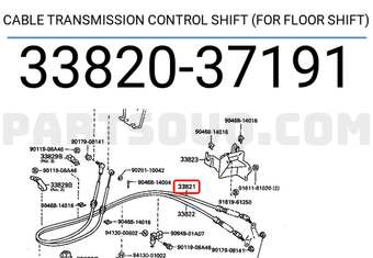 Toyota 3382037191 CABLE TRANSMISSION CONTROL SHIFT (FOR FLOOR SHIFT)